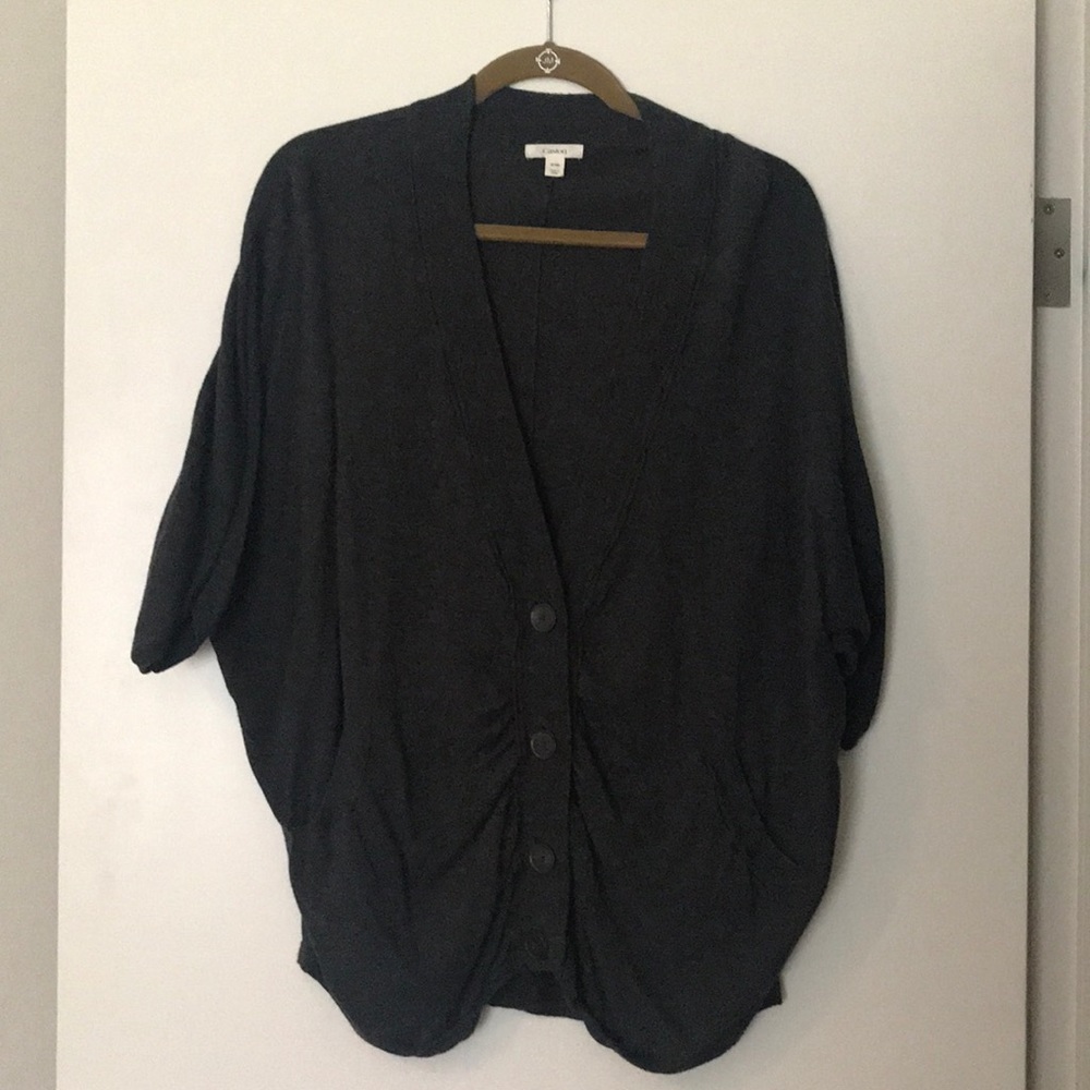 Nordstrom Caslon dark gray button sweater size S/M